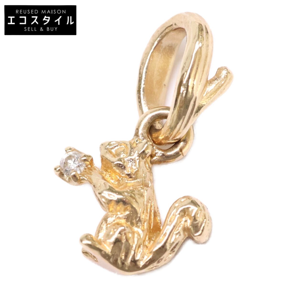 ete エテ 【美品】K10 1Pダイヤモンド リスモチーフ
