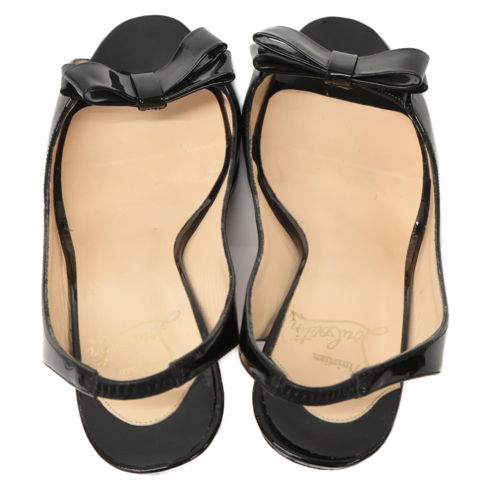 Christian Louboutin クリスチャンルブタン リボン パテント オープン