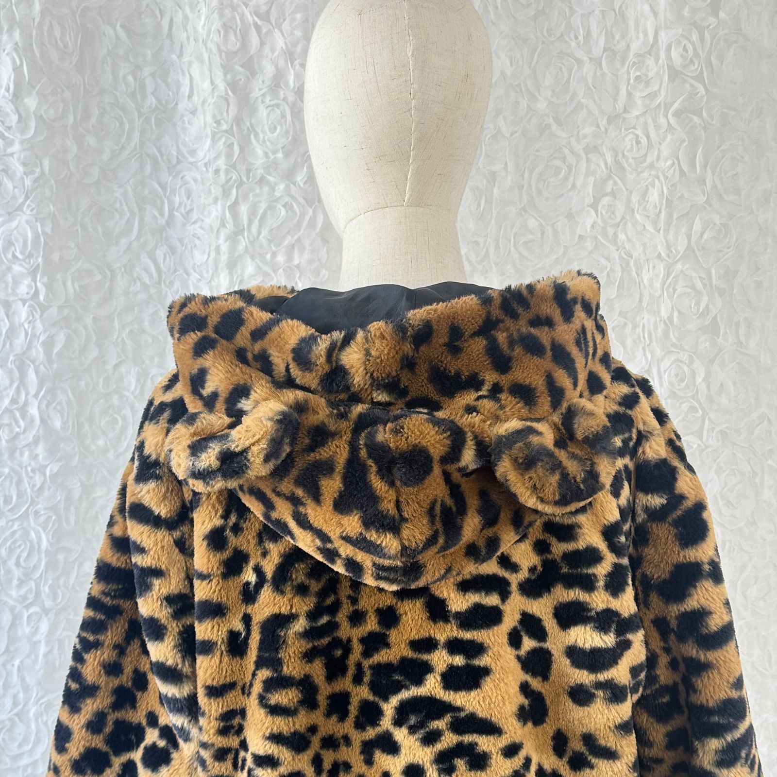 00's アーカイブ くま耳フード レオパード ファージャケット L相当