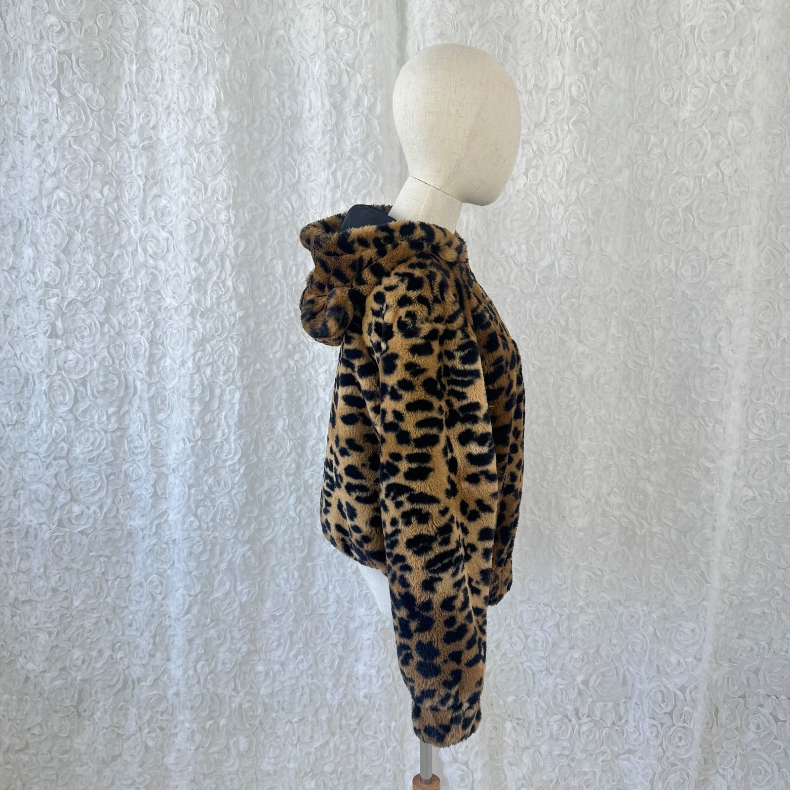 00's アーカイブ くま耳フード レオパード ファージャケット L相当