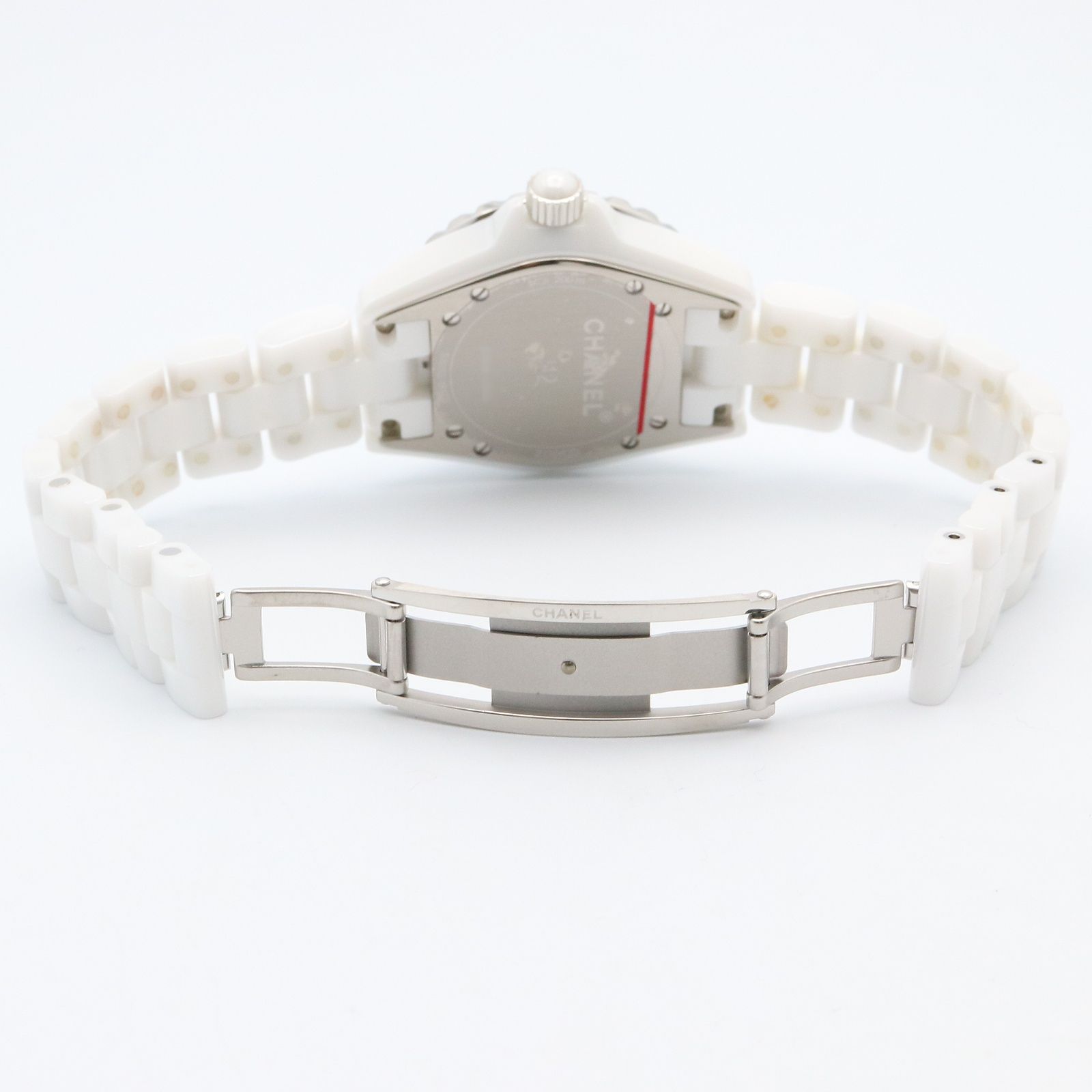 【極美品!!】CHANEL J12 ホワイト 12Pダイヤ 腕時計H1628 シャネル J12 ホワイト セラミック 12Pダイヤ H1628 クオーツ ☆腕時計