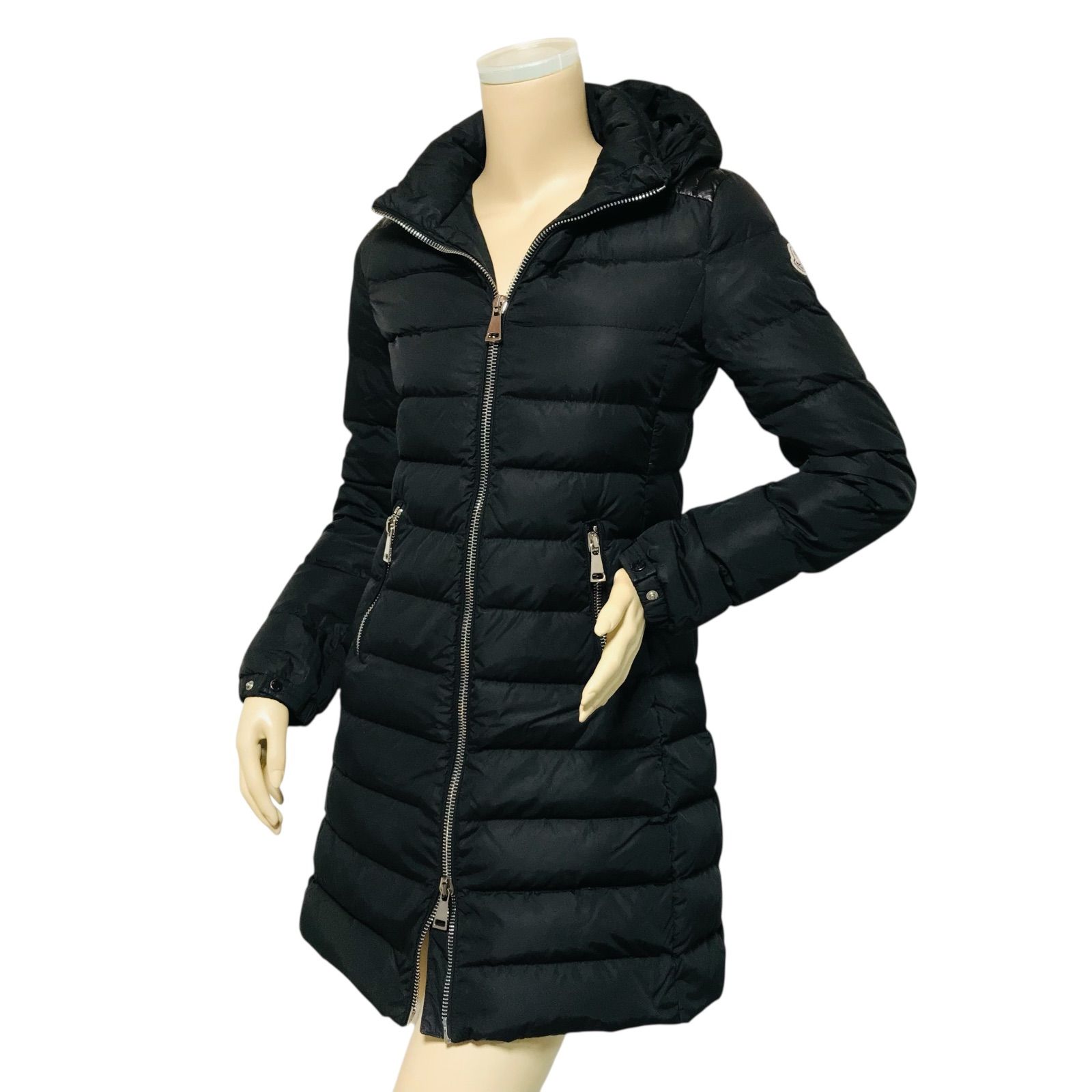 【極美品】モンクレール ダウンコート OROPHIN 2way ブラック 1 MONCLER☆モンクレール・OROPHIN レディース ブランドアイコンワッペン