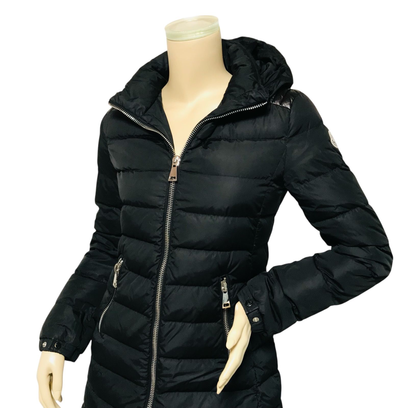 【極美品】モンクレール ダウンコート OROPHIN 2way ブラック 1 美品◎17-18年AW モンクレール OROPHIN オロフィン ラムレザー使い