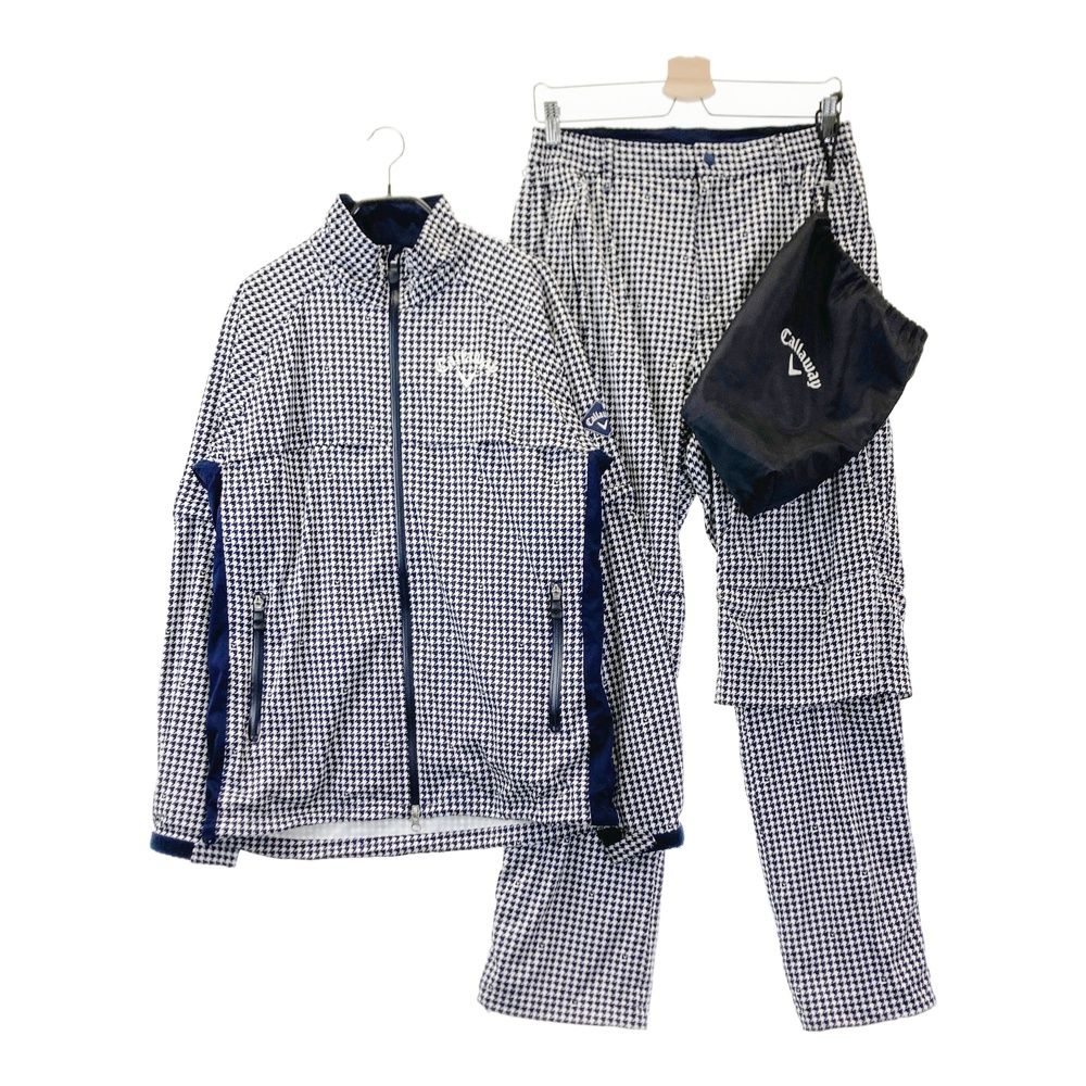 サイズ M キャロウェイ レインウェア セット 千鳥 ネイビー系 ゴルフウェア メンズ ストスト