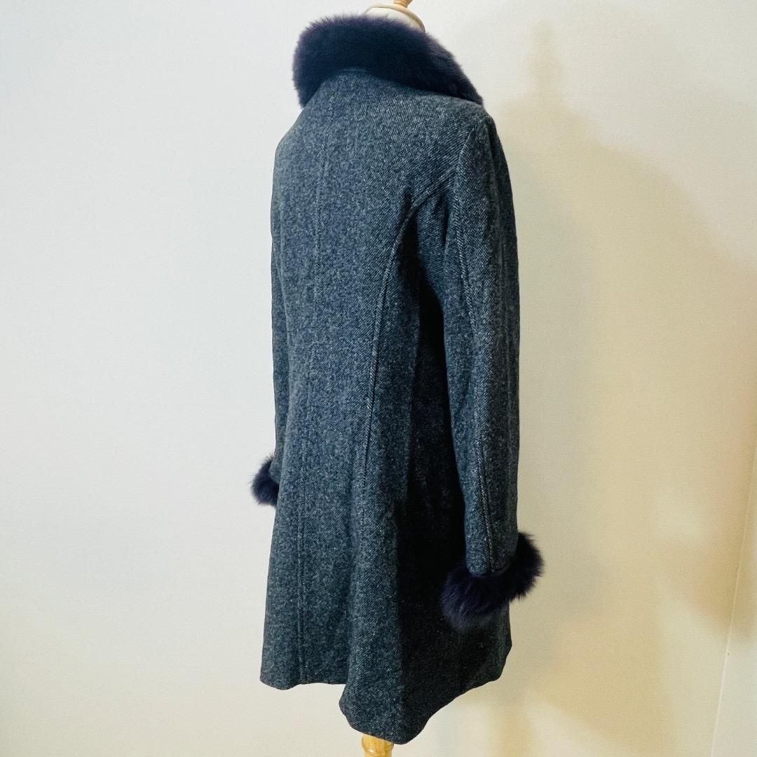 美品】デザイナーズ ウール ブルーフォックス ファー取り外し可能