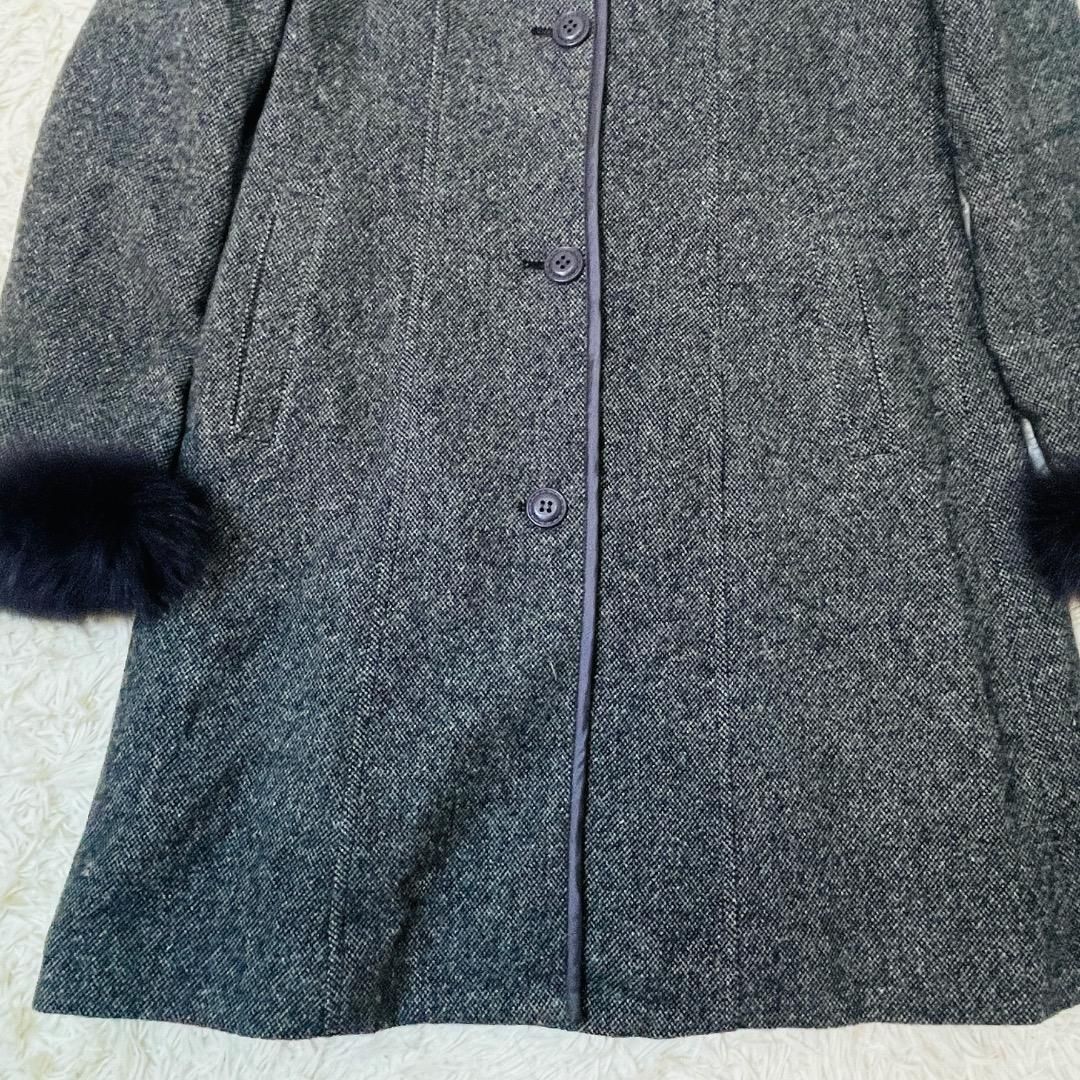 美品】デザイナーズ ウール ブルーフォックス ファー取り外し可能