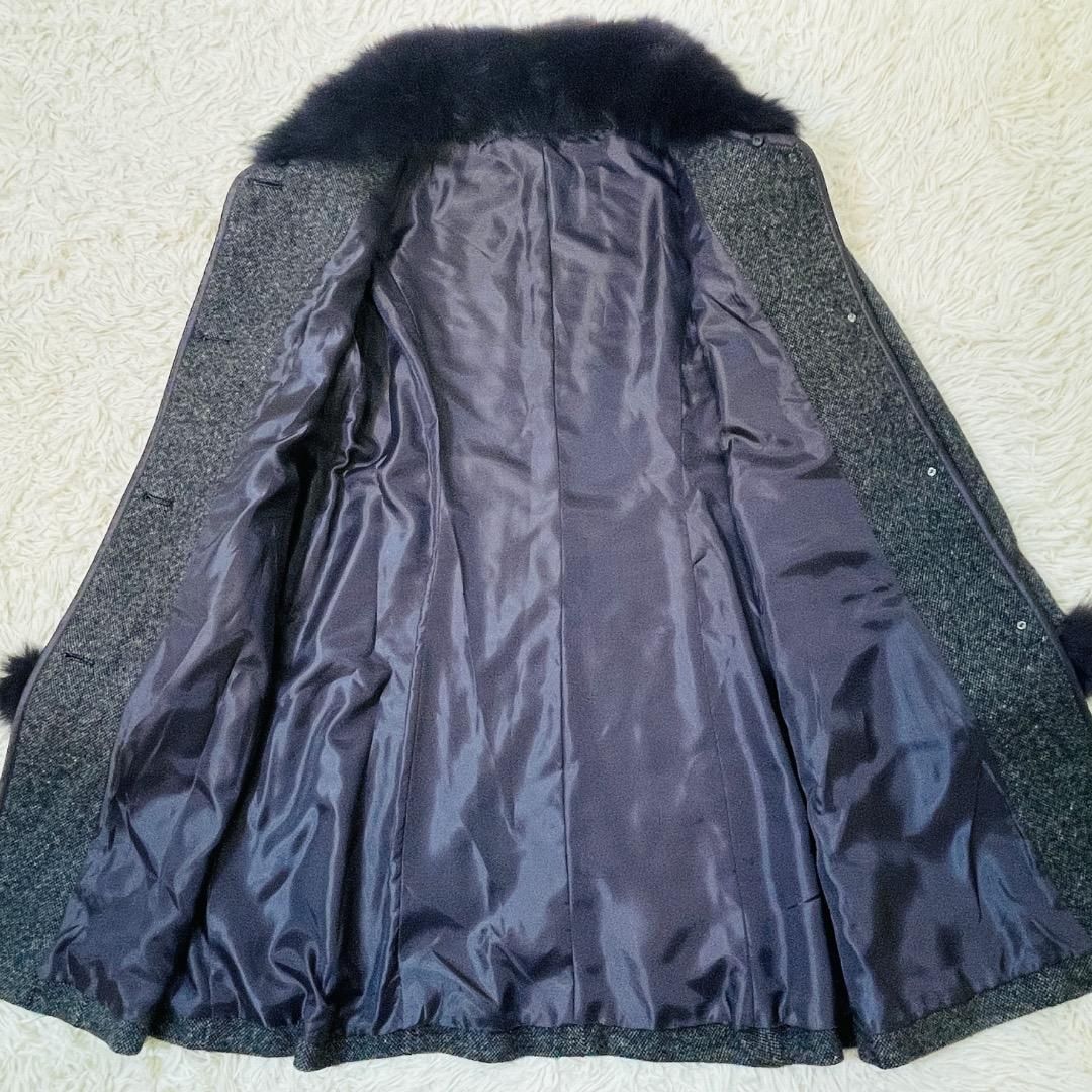 美品】デザイナーズ ウール ブルーフォックス ファー取り外し可能