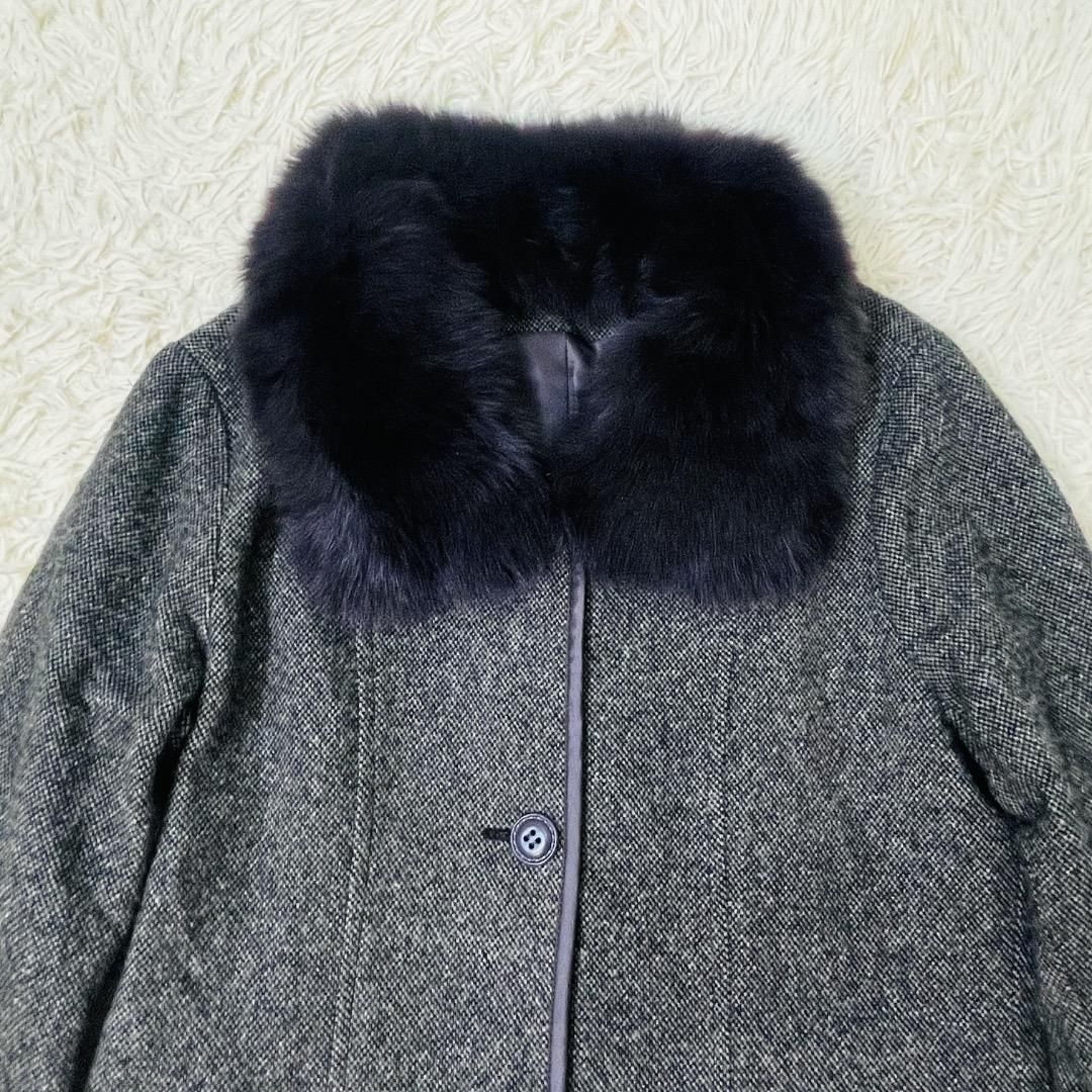 美品】デザイナーズ ウール ブルーフォックス ファー取り外し可能