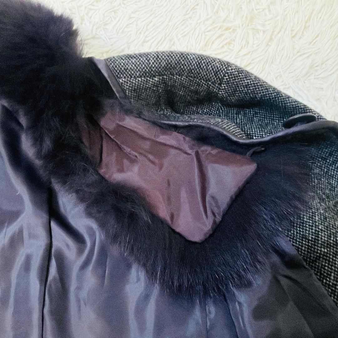 美品】デザイナーズ ウール ブルーフォックス ファー取り外し可能