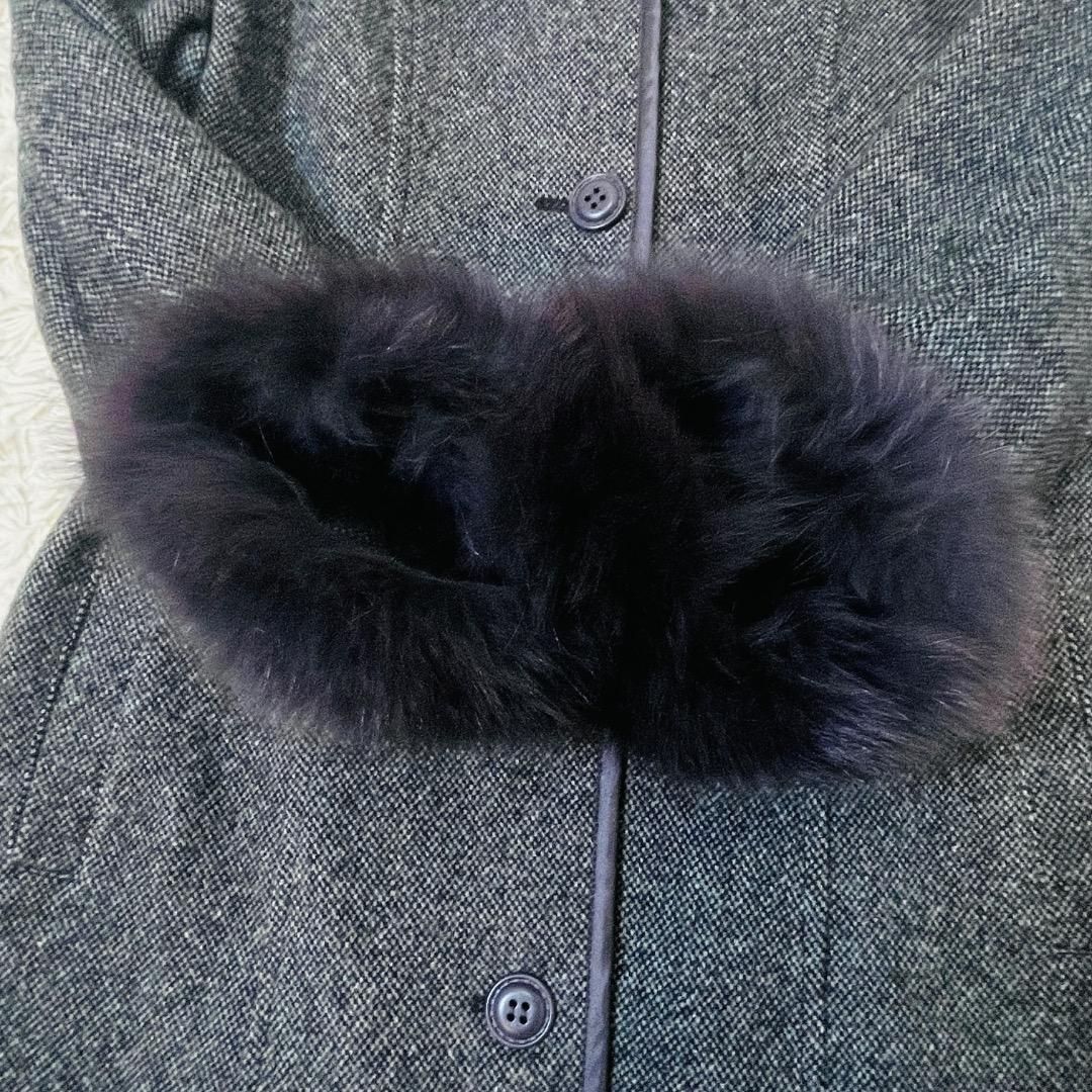 美品】デザイナーズ ウール ブルーフォックス ファー取り外し可能