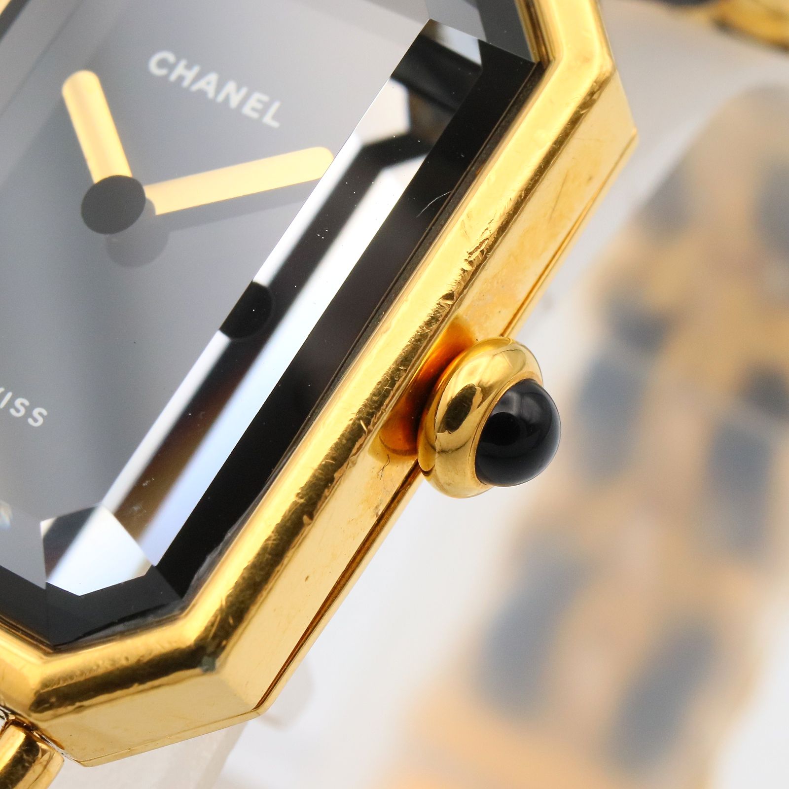 シャネル CHANEL 腕時計 プルミエールM H0001 ブラック GP（ゴールド