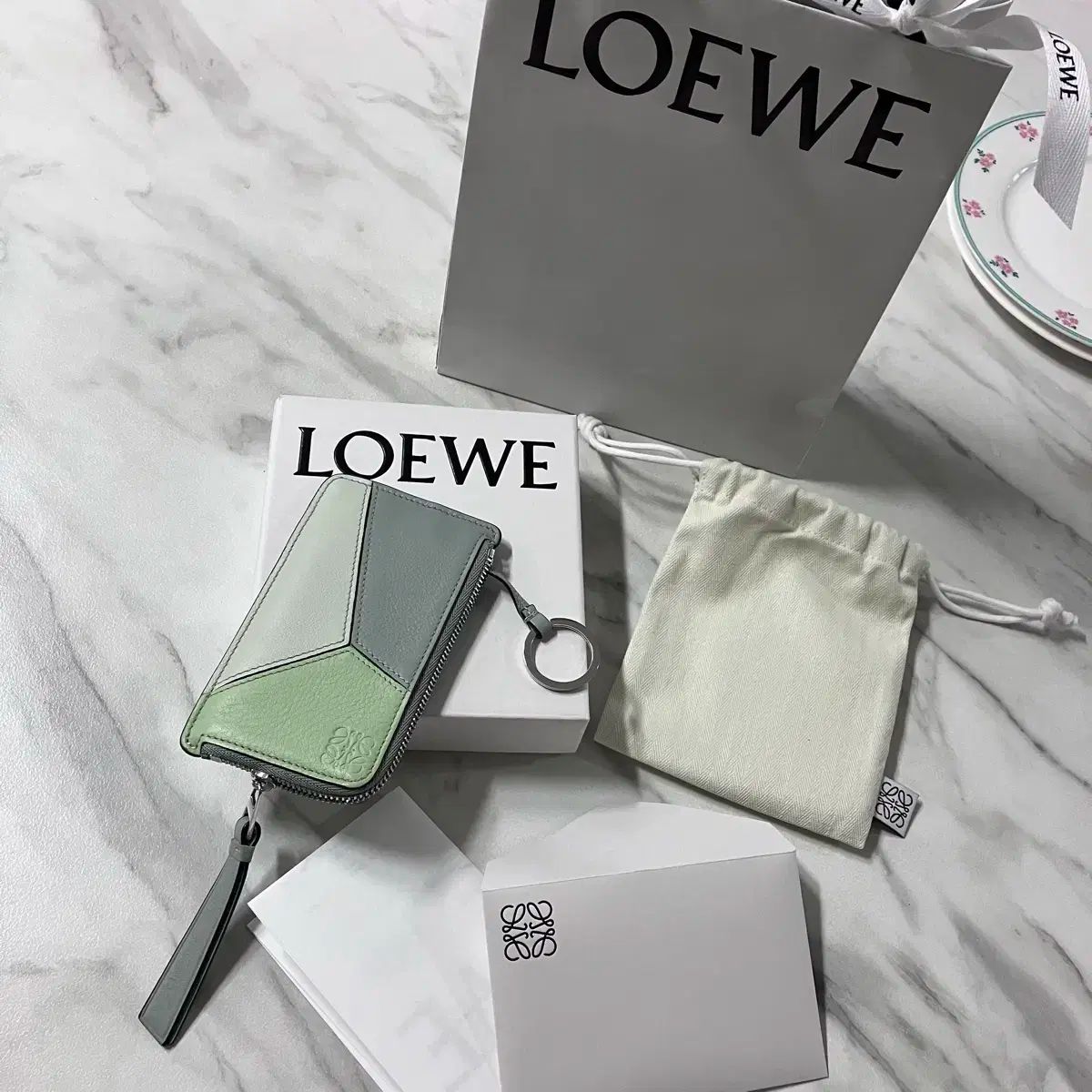 LOEWE パズル カードウォレット ミント グレー