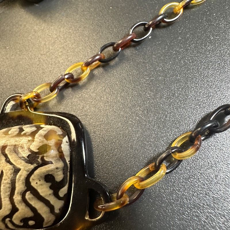 vintage】鼈甲細工 3点セット アクセサリー ネックレス イヤリング