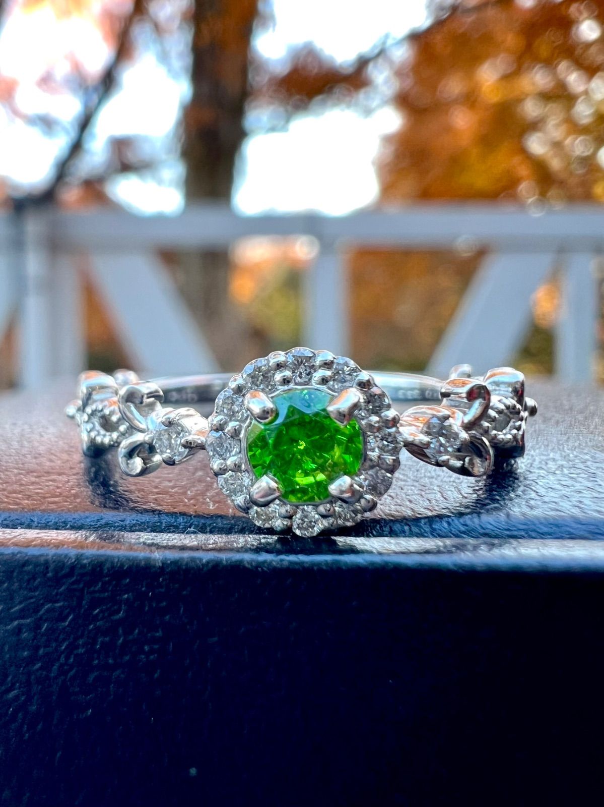 天然デマントイドガーネット PT950リング TOP！DEMANTOIDデマントイドガーネットPt950 ダイヤモンドリング JGGL