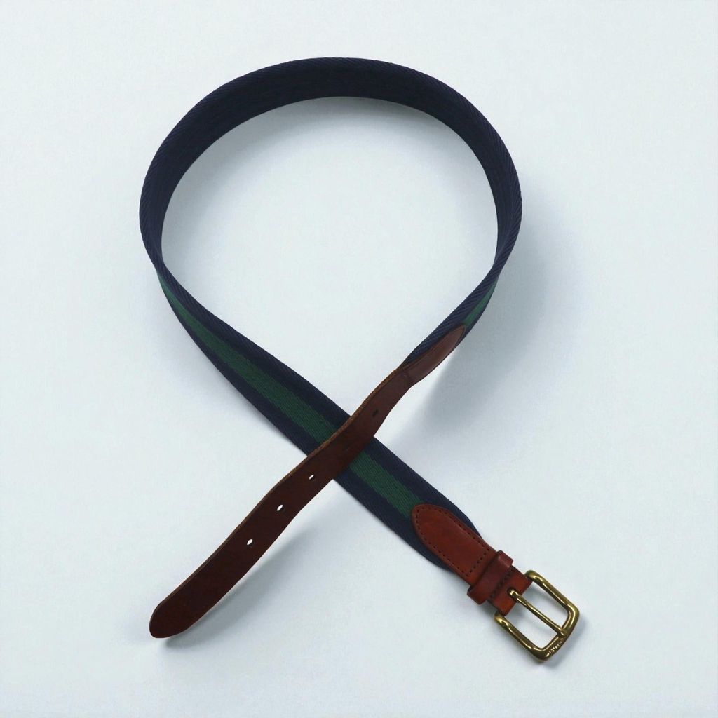 Polo Ralph Lauren ウェブベルト ネイビー コットン キャンバス レザー