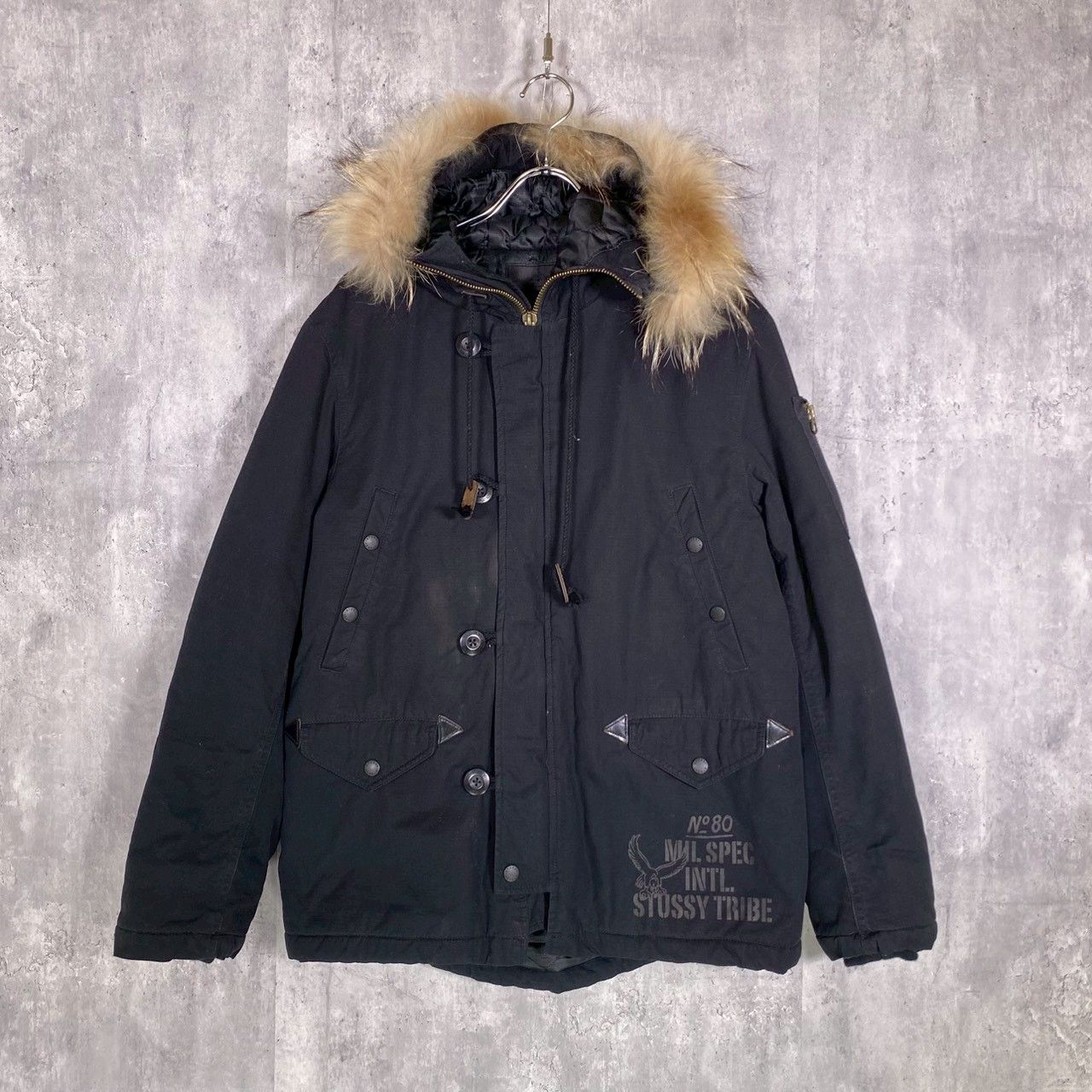 ショップ 『STUSSY』ステューシー (M) ファーフードジャケット