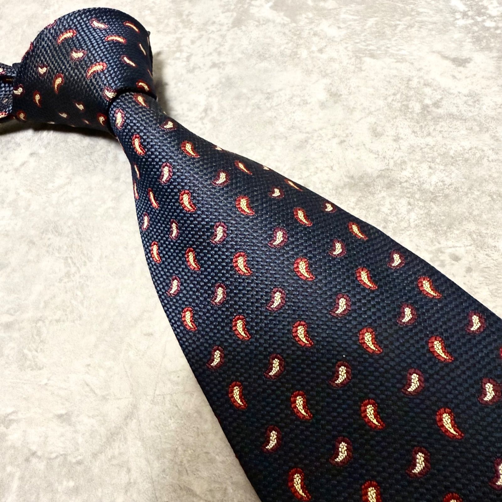 Christian Dior ディオール ネクタイ ペイズリー ネイビー ワン