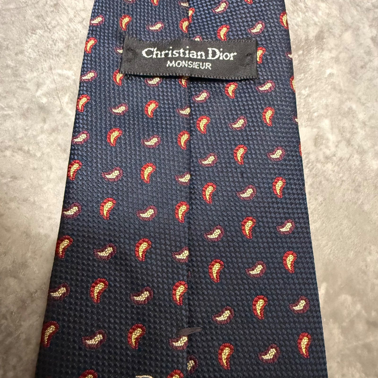 Christian Dior ディオール ネクタイ ペイズリー ネイビー ワン