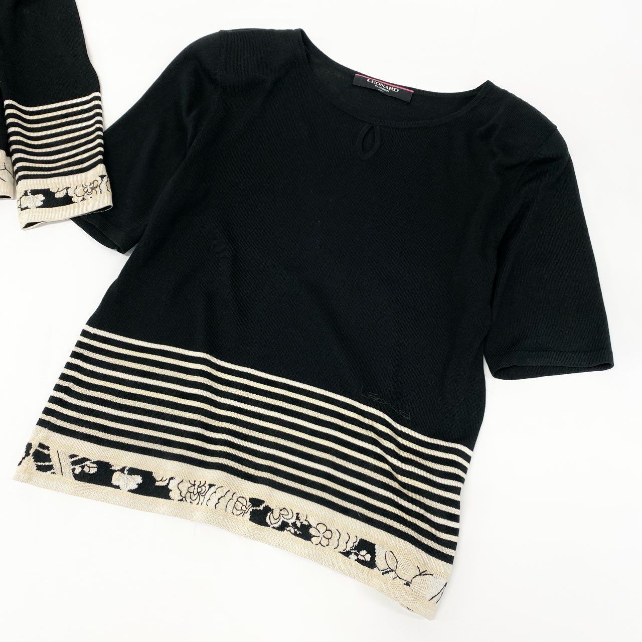 美品　LEONARD レオナール シルク　ニット　アンサンブル　カーディガン LEONARD レオナール アンサンブル ニット カーディガン L