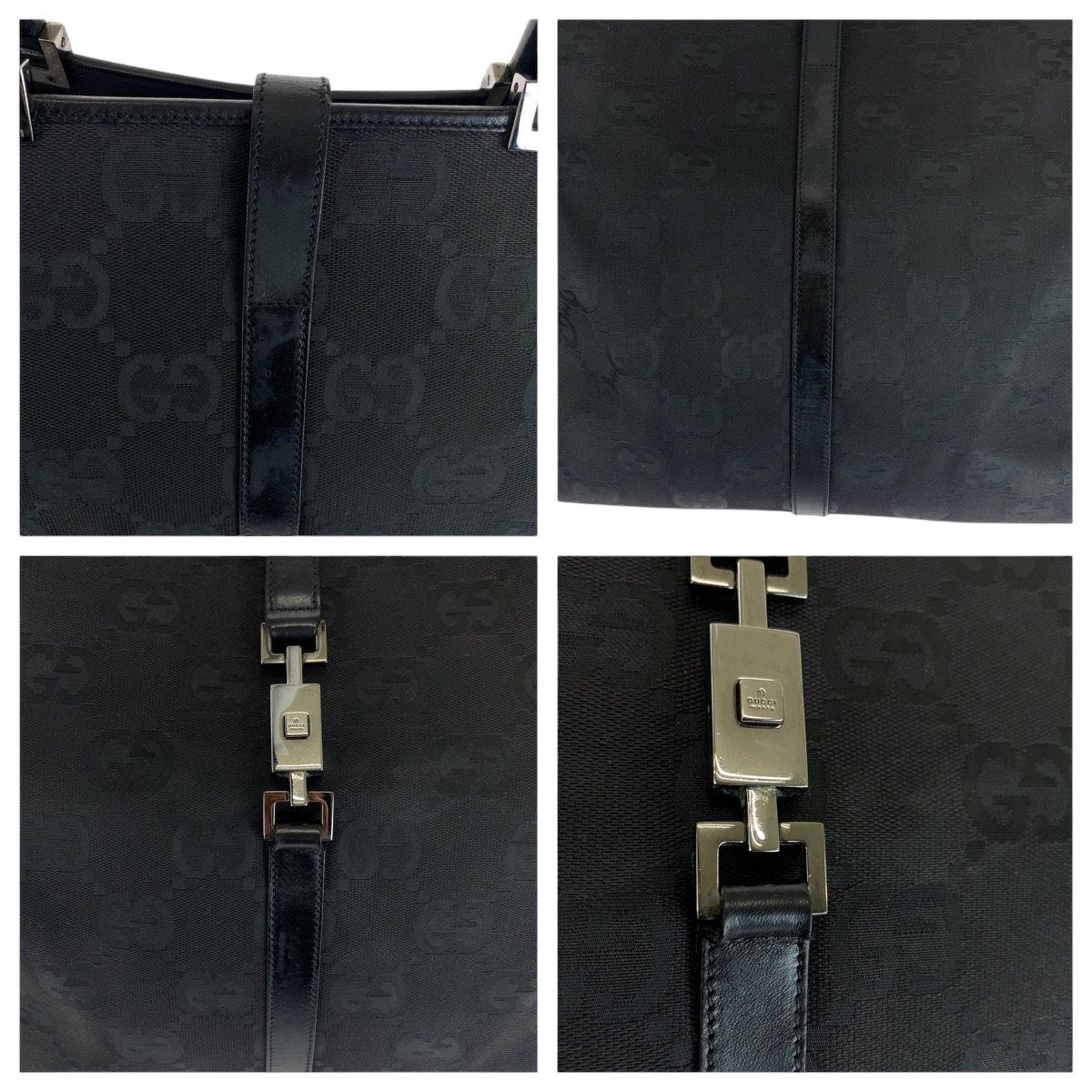 美品 GUCCI グッチ ジャッキー ブラック 黒 シルバー金具 GGキャンバス
