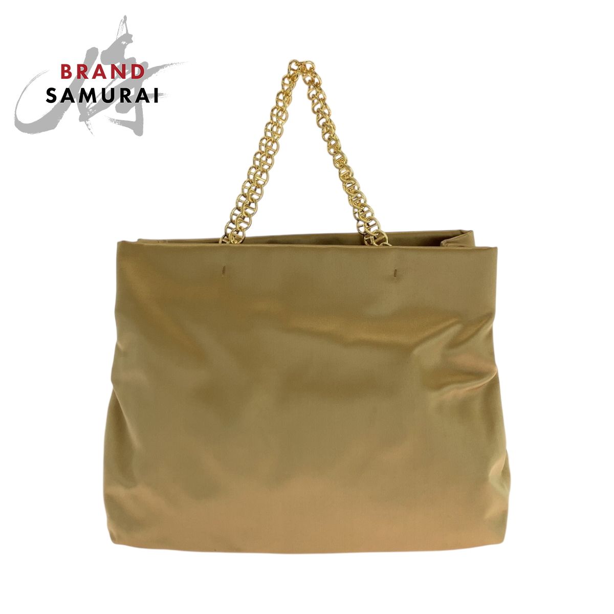 PRADA プラダ ゴールド ゴールド金具 サテン チェーントートバッグ 