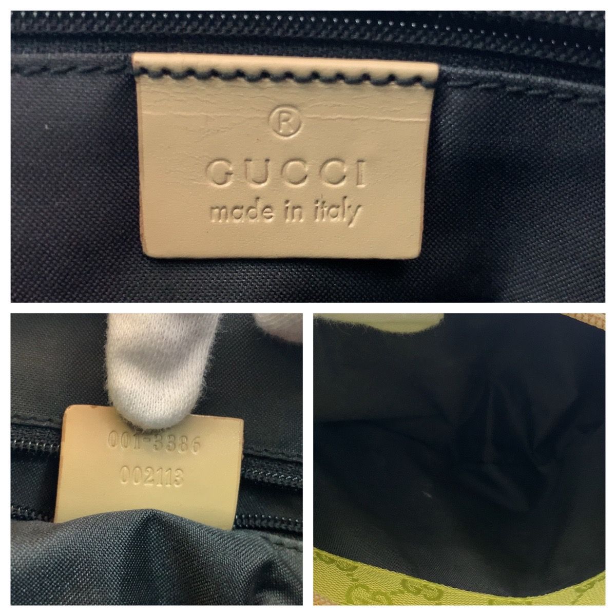GUCCI グッチ イエロー ベージュ ゴールド金具 GGキャンバス 001 3386 