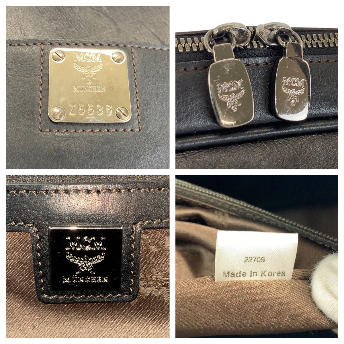 美品 MCM エム シー エム ブラック 黒 シルバー金具 レザー ビジネス 