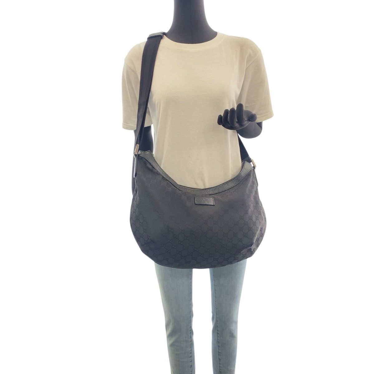 【新品未使用品　正規品】グッチ　ショルダーバッグ　キャンバス×レザー GGキャンバス グッチ GUCCI ショルダーバッグ レザー 120842 ブラック