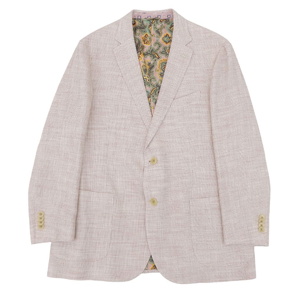 ETRO エトロ 裏地ペイズリー ヘリンボーン シルク リネン コットン 2B