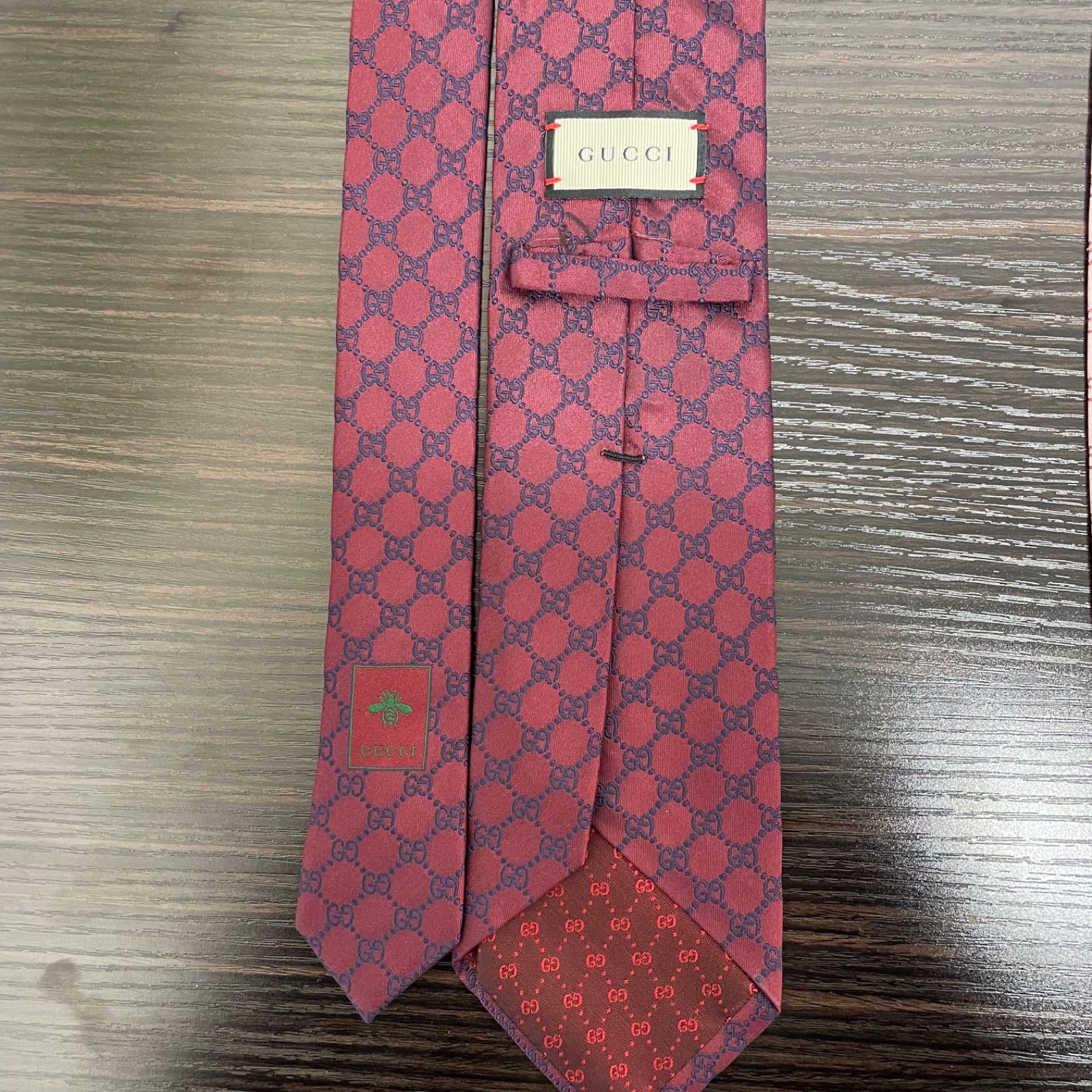 美品】GUCCI グッチ GGパターン ネクタイ 2本セット ワインレッド