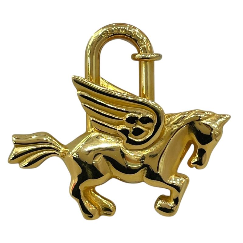 美品 HERMES ペガサス カデナ パドロック ゴールド エルメス HERMES カデナ ユニコーン ペガサス キーリング ゴールド