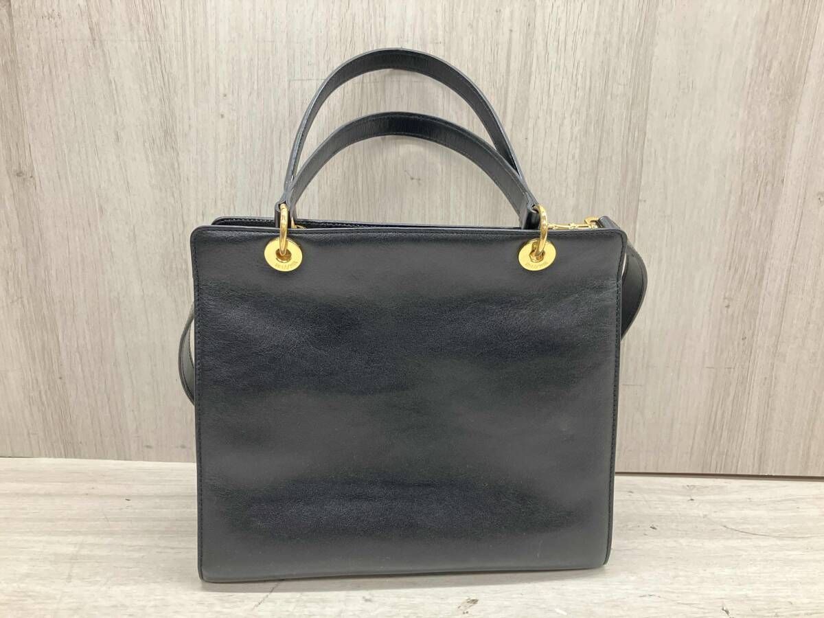 通年 GOLD PFEIL ゴールド ファイル ハンドバッグ レザー ブラック