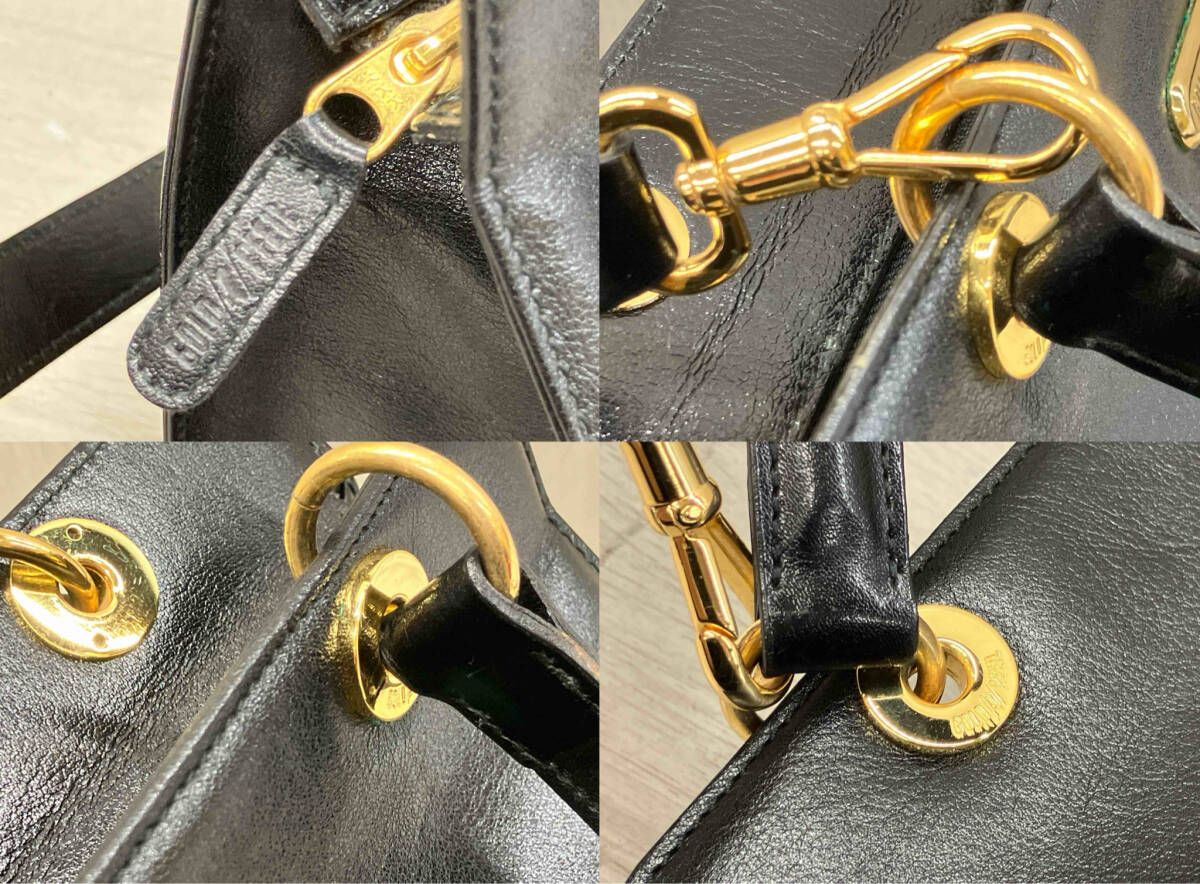 通年 GOLD PFEIL ゴールド ファイル ハンドバッグ レザー ブラック