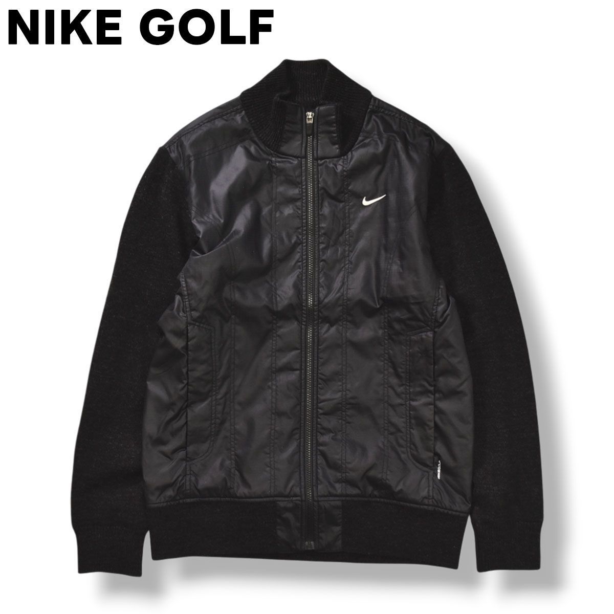 00s nike golf vtg ジャケット ナイキ ゴルフ フルジップ 黒 美品】 ナイキ ゴルフ NIKE GOLF フルジップアップ ファブリック