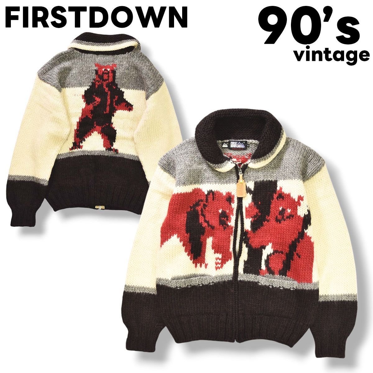 90s ヴィンテージ ファーストダウン FIRSTDOWN PURE NEW WOOL ジップ