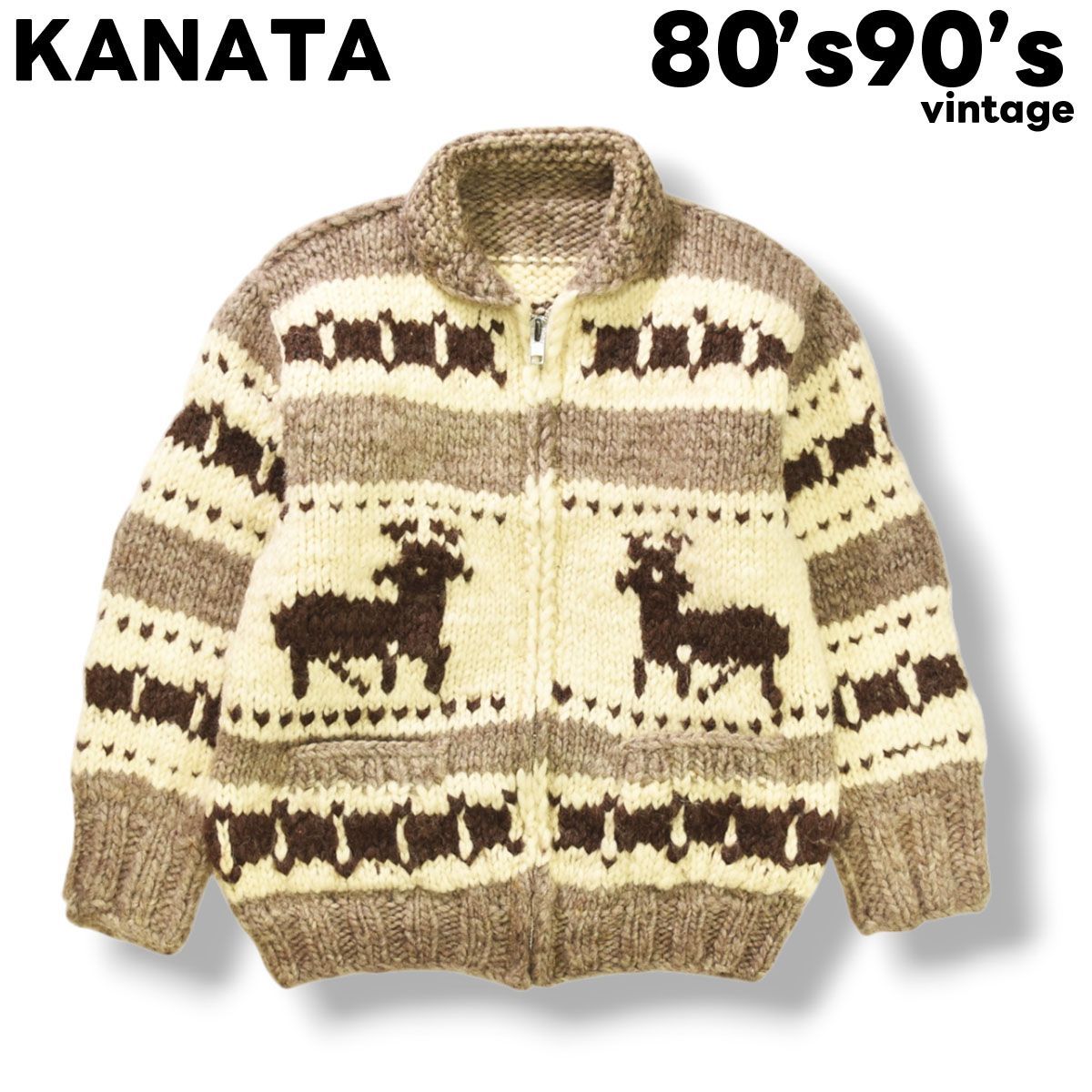 80s 90s ヴィンテージ カナダ製 カナタ KANATA DEER 鹿柄 ショール