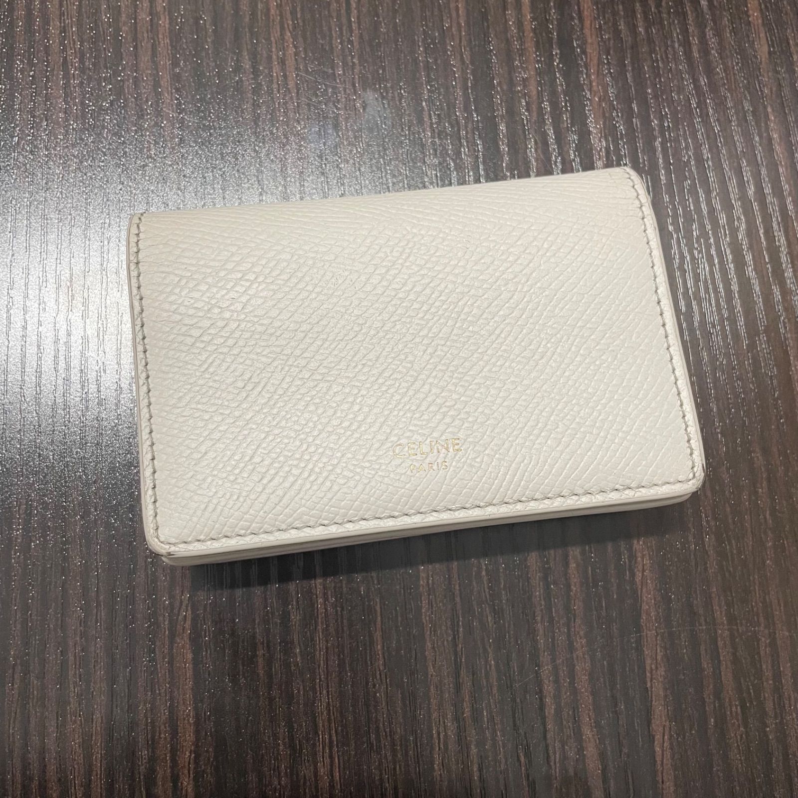 ®️ CELINE セリーヌ ビジネスカードホルダー チョーク グレインドカーフスキン カードケース 名刺入れ レディース メンズ ユニセックス 白系 レザー