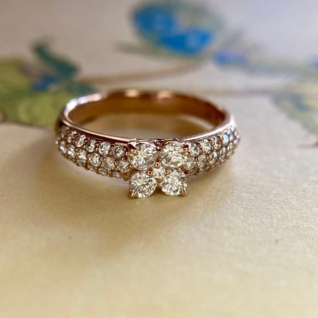 k18PG ポンデヴェキオ お花リング 天然ダイヤモンド0.70ct 指輪リング