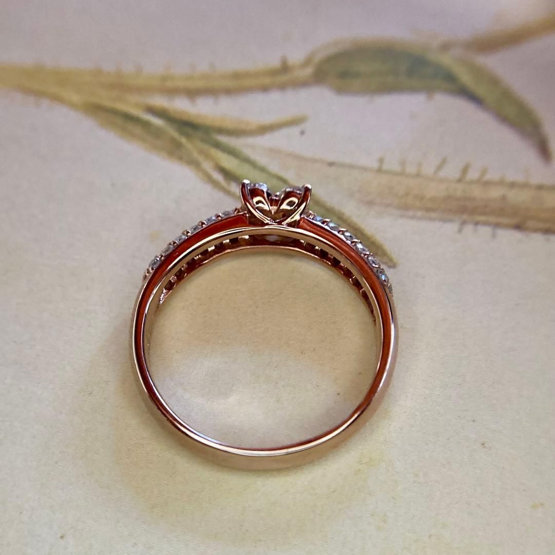 Happy10 ダイヤモンド　K18PG リンサイズ 約11号 k18PG ポンデヴェキオ お花リング 天然ダイヤモンド0 70ct 指輪リング