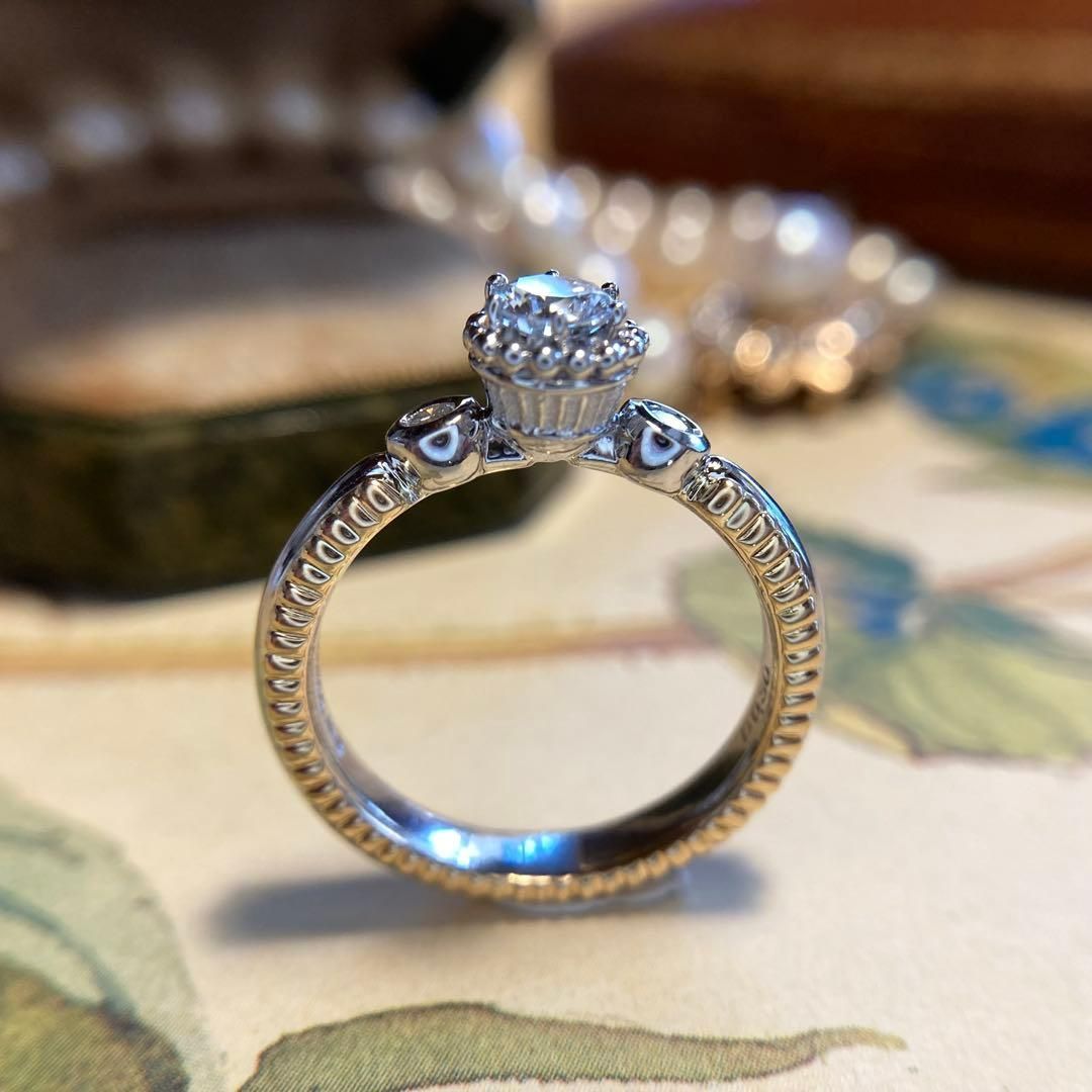 k18 pt900 巨匠 石川暢子先生 粒金細工 ダイヤモンド リング 指輪