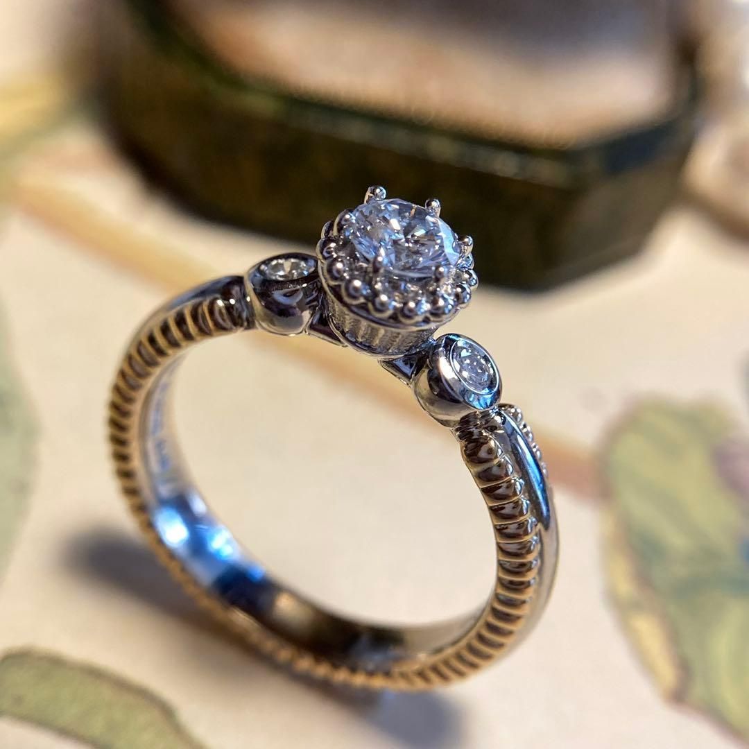 k18 pt900 巨匠 石川暢子先生 粒金細工 ダイヤモンド リング 指輪