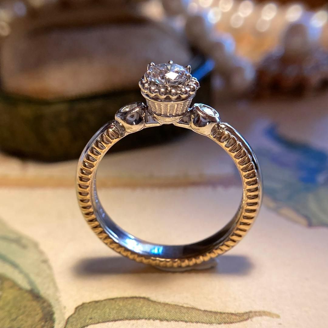 k18 pt900 巨匠 石川暢子先生 粒金細工 ダイヤモンド リング 指輪