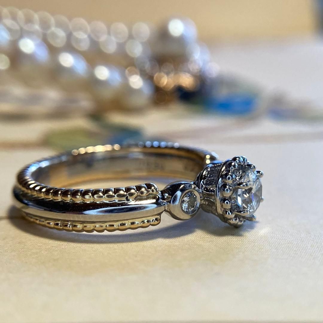 k18 pt900 巨匠 石川暢子先生 粒金細工 ダイヤモンド リング 指輪