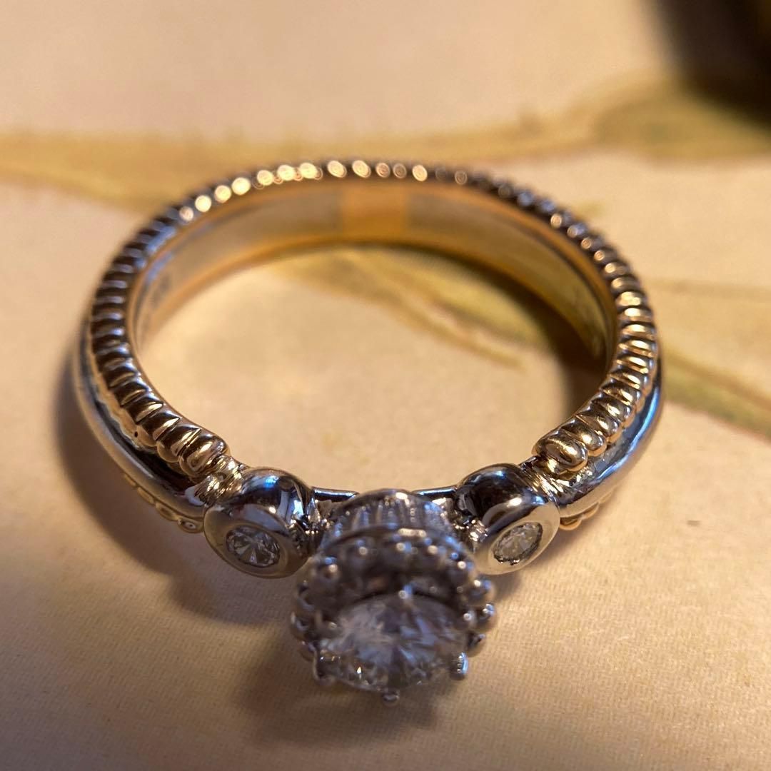 k18 pt900 巨匠 石川暢子先生 粒金細工 ダイヤモンド リング 指輪