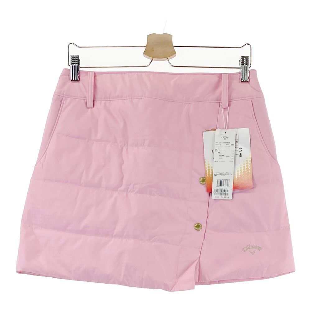 サイズ L キャロウェイ ダウンスカート ラップ風 千鳥柄 ピンク系 ゴルフウェア レディース ストスト