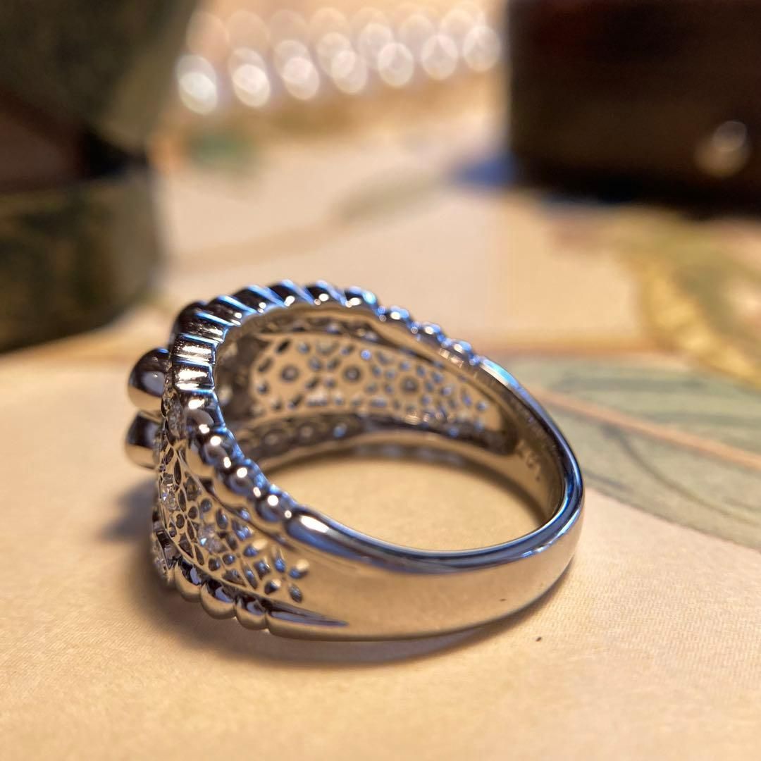 pt900 アンブローズ 天然ダイヤモンド1.07ct 透かし模様 指輪 リング