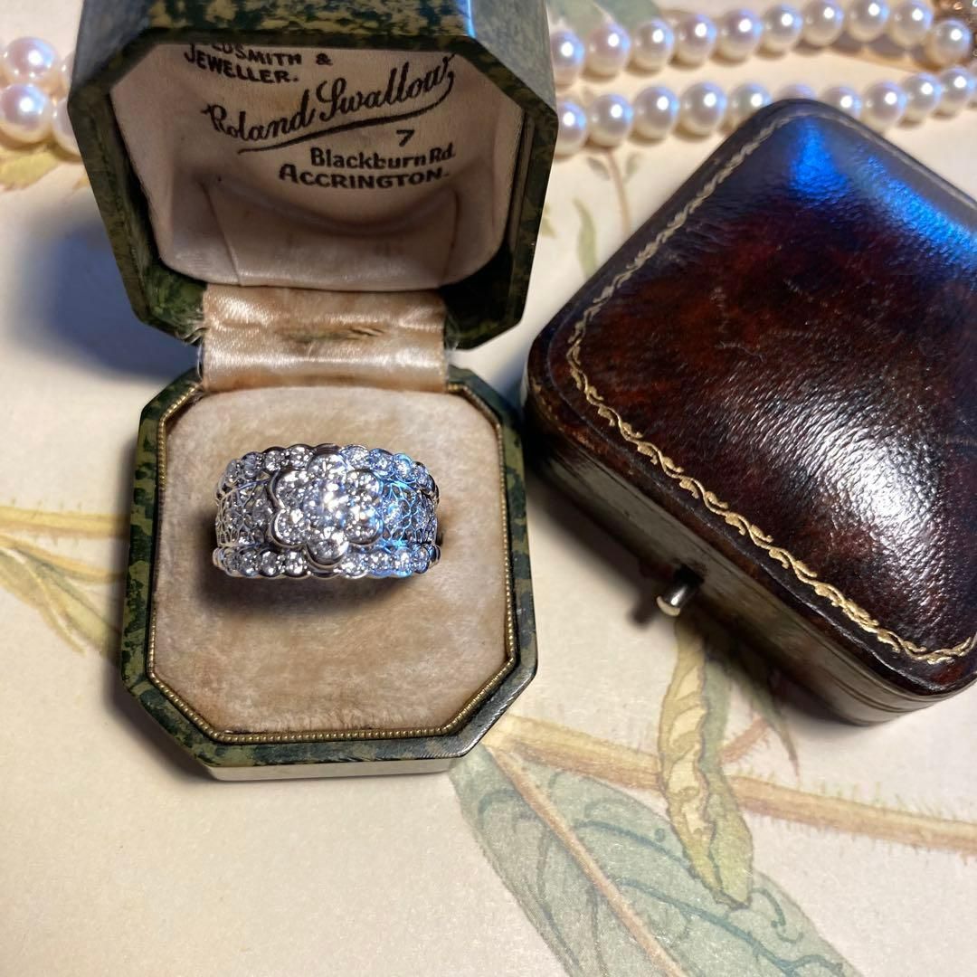 pt900 アンブローズ 天然ダイヤモンド1.07ct 透かし模様 指輪 リング