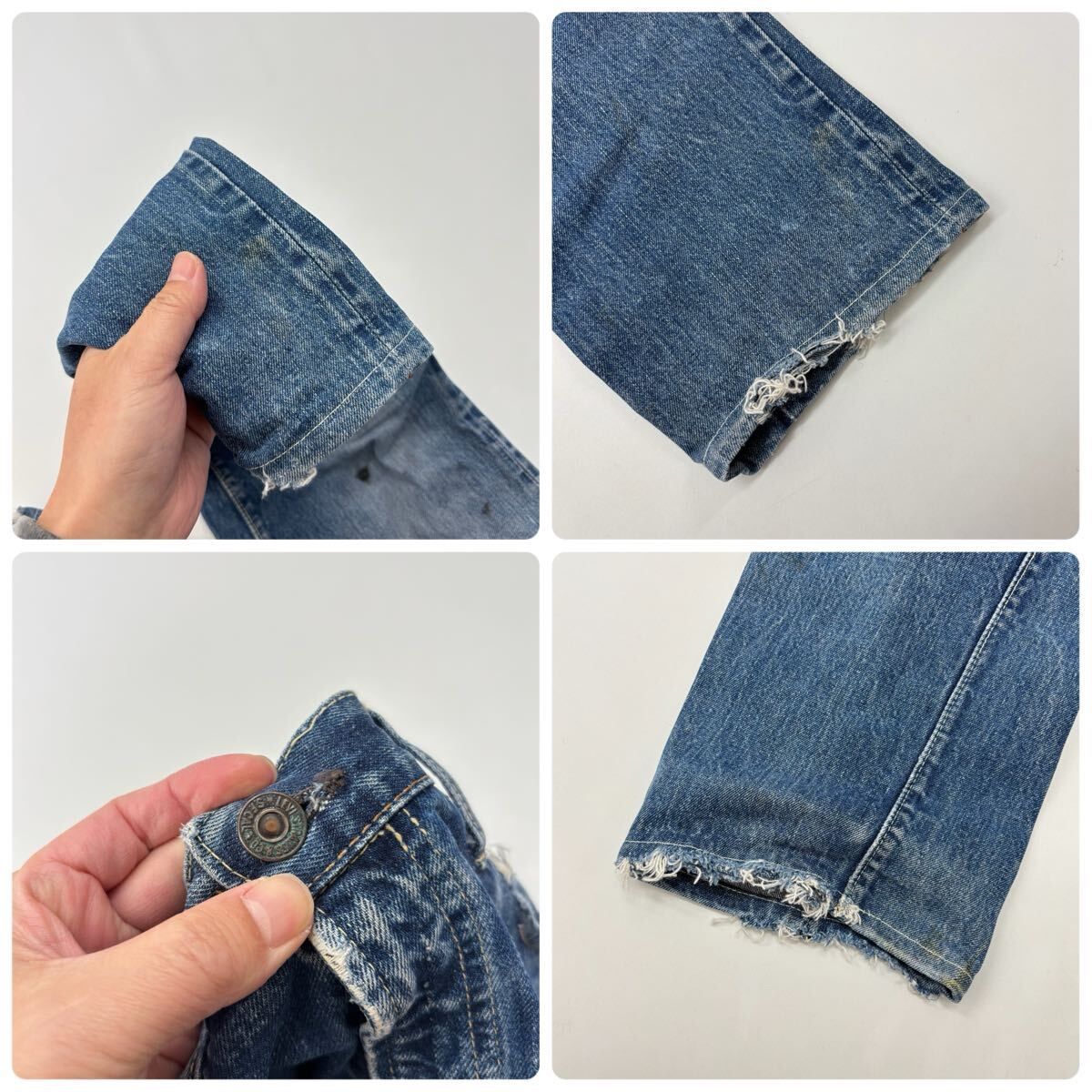 70s Vintage LEVI'S 505 A TYPE BIGE リーバイス Aタイプ ボタン裏 6