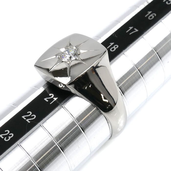 Pt850プラチナ 印台 ダイヤ リング・指輪 ダイヤモンド0.24ct 20.5号