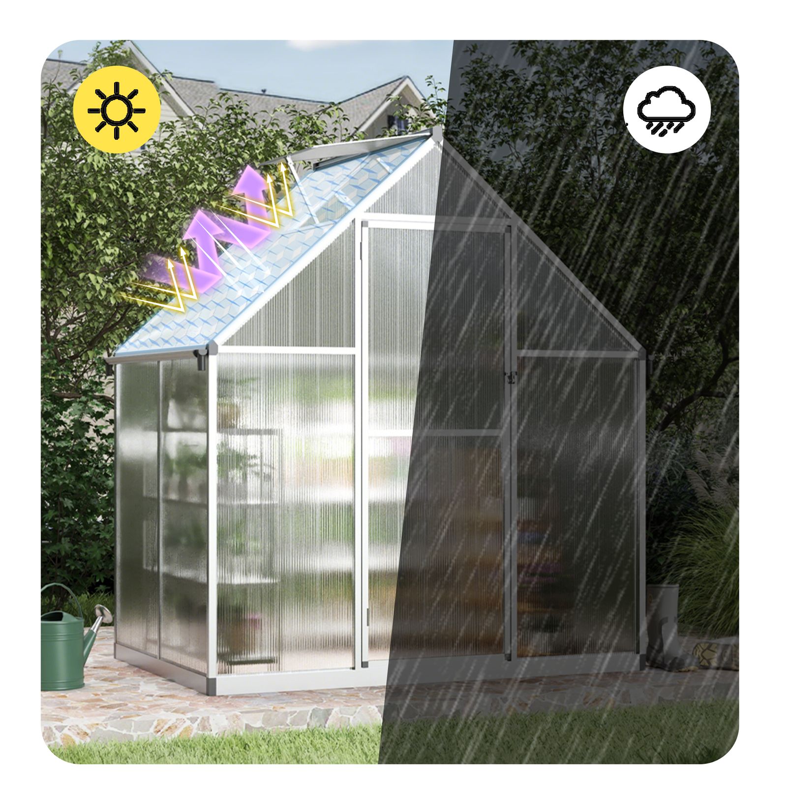 奥行169cmタイプ】アルミ温室 家庭用温室 大型 花園温室 温室 家庭用